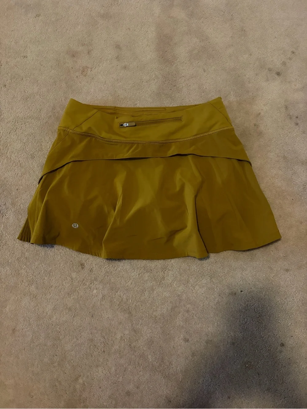 Gold Athletic Skirt with Pleated Side Panels